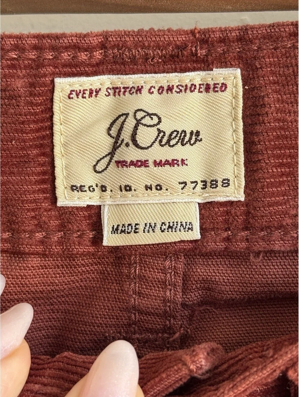 J.Crew 770 Straight Fit Corduroy Pants Rust Brown 34x32 100% Cotton